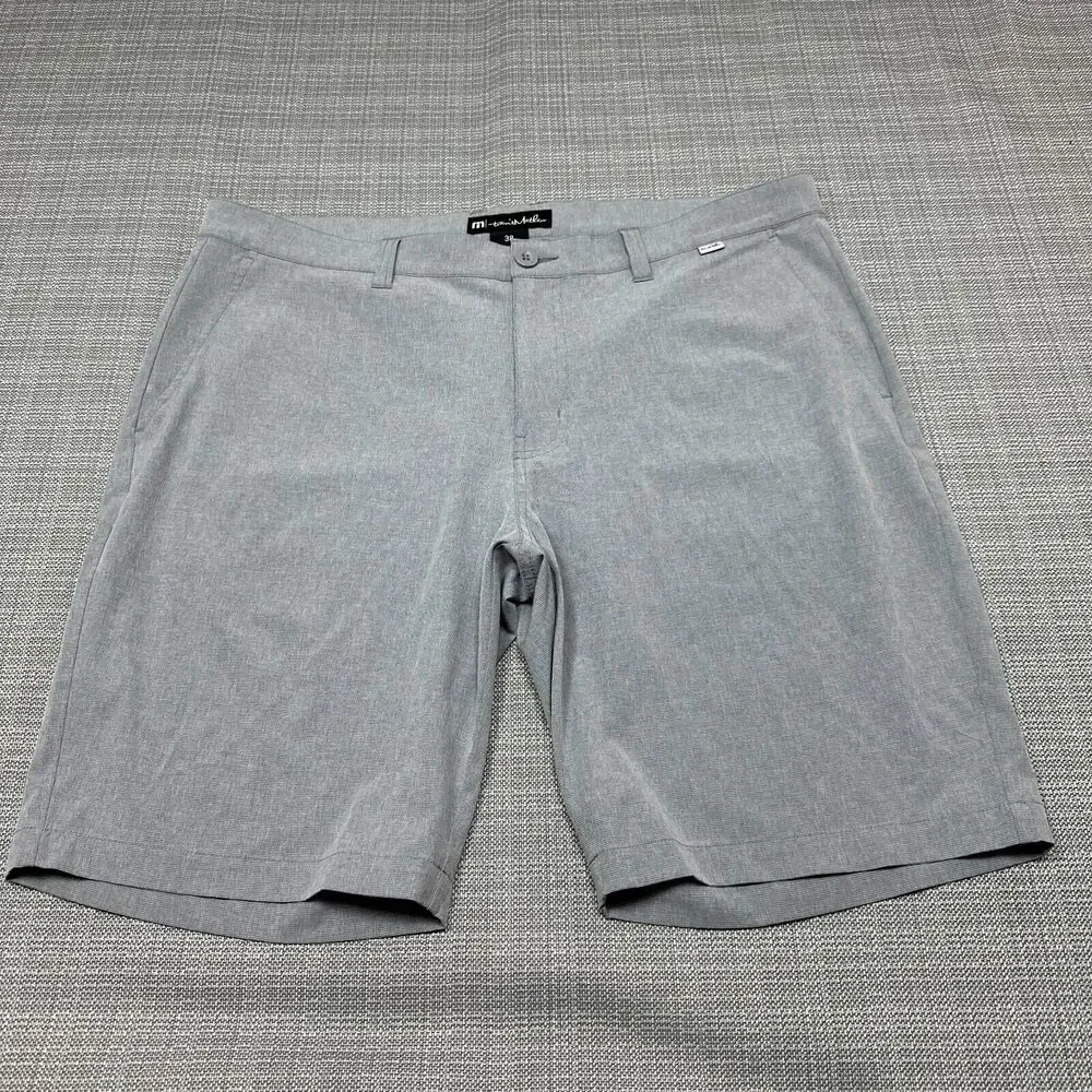 Travis Mathew Shorts Mens 38 Grey Golf 9.5 Inseam Chino Comfort Walking Casual